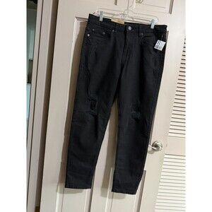 Men’s Ring Of Fire Slither Ripped Black Slim Taper Jeans NWT Size 33 X 30